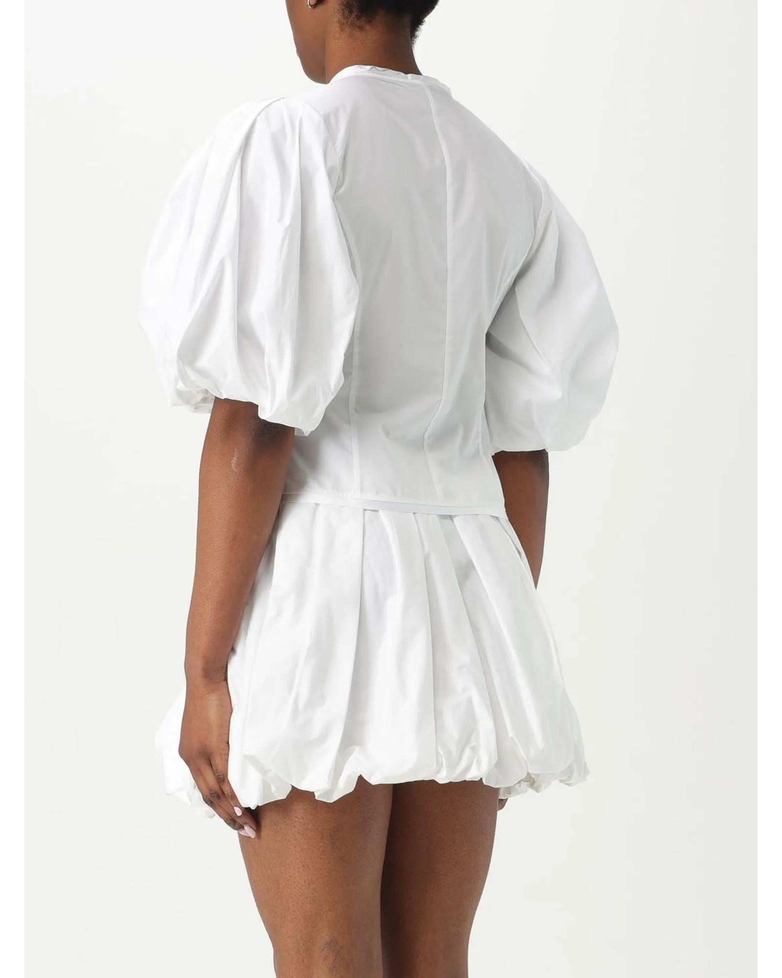 Puff Sleeve Keyhole Top Shorts Set Wo - White 3 Puff Sleeve Keyhole Top Shorts Set Wo - White