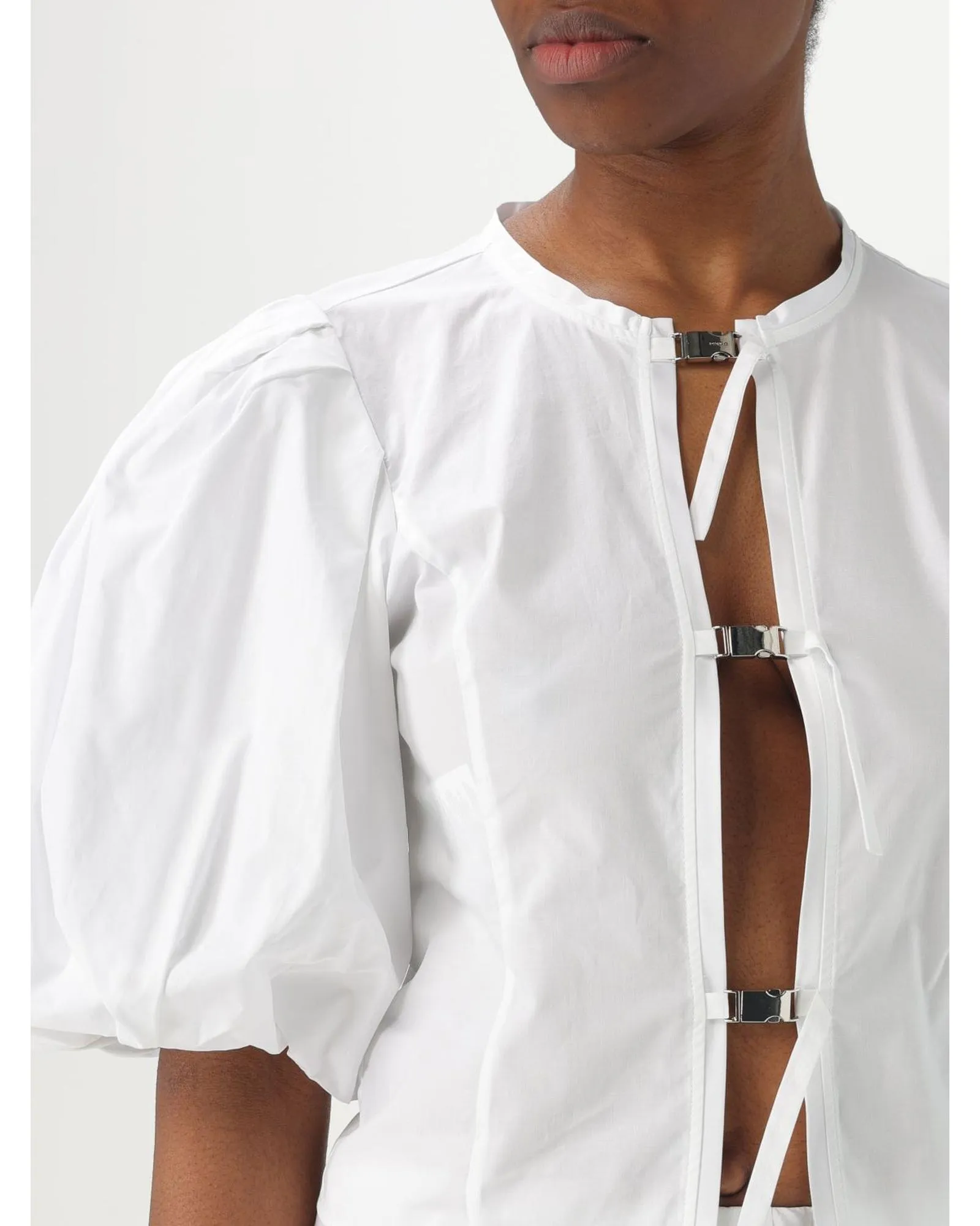 Puff Sleeve Keyhole Top Shorts Set Wo - White 4 Puff Sleeve Keyhole Top Shorts Set Wo - White