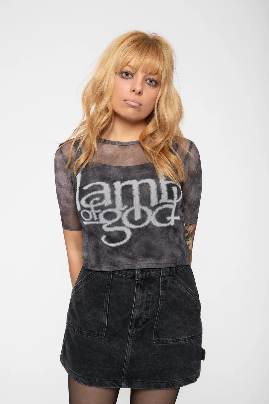Band Logo Mesh Crop Top 1 Band Logo Mesh Crop Top