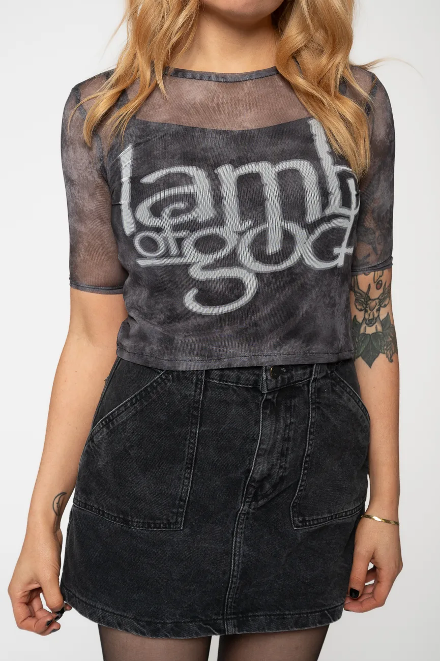 Band Logo Mesh Crop Top 3 Band Logo Mesh Crop Top