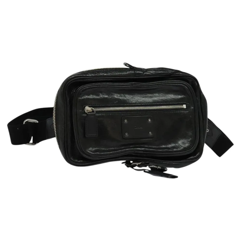 Preloved Leather Belt Bag- Black Bum Bags