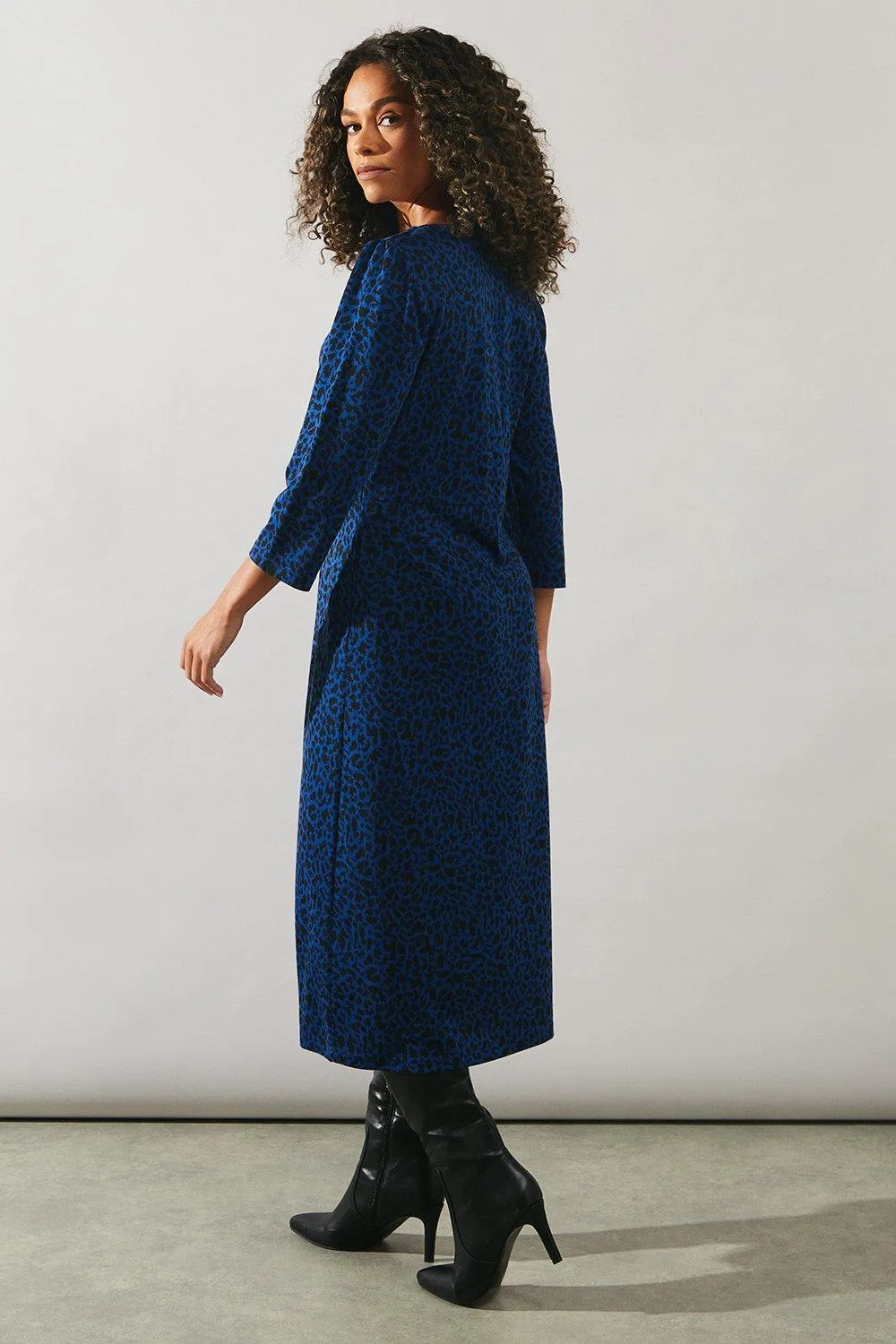 Cobalt Animal Jacquard Ponte Midi Dress 3 Cobalt Animal Jacquard Ponte Midi Dress