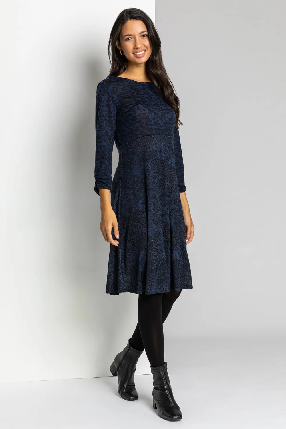 Contrast Animal Fit & Flare Dress 4 Contrast Animal Fit & Flare Dress