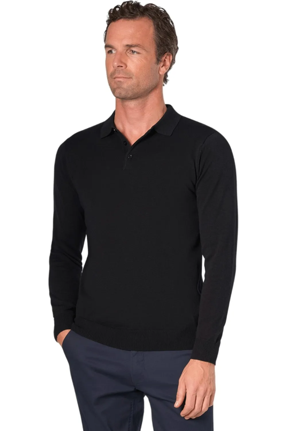 Casper Knitted Long-Sleeved Polo Shirt