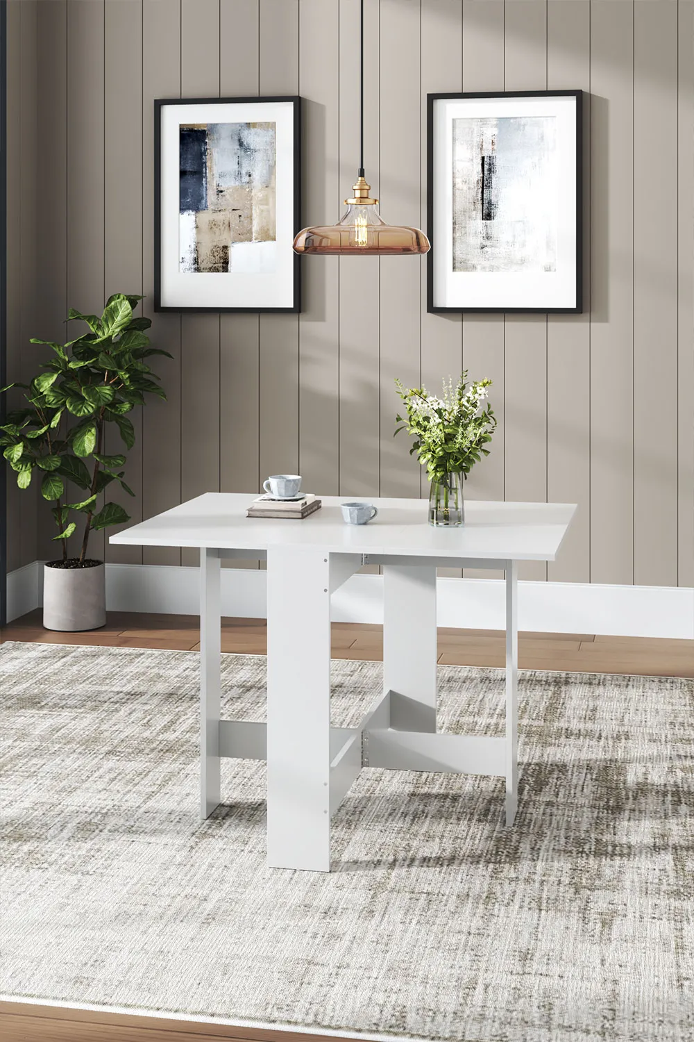 Modern Foldiing Drop Leaf Dining Table with Versatile